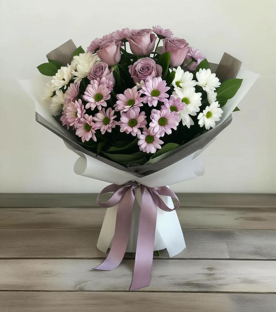 Букет цветов из: Хризантемы и Розы в Рубцовске Алтайский Край