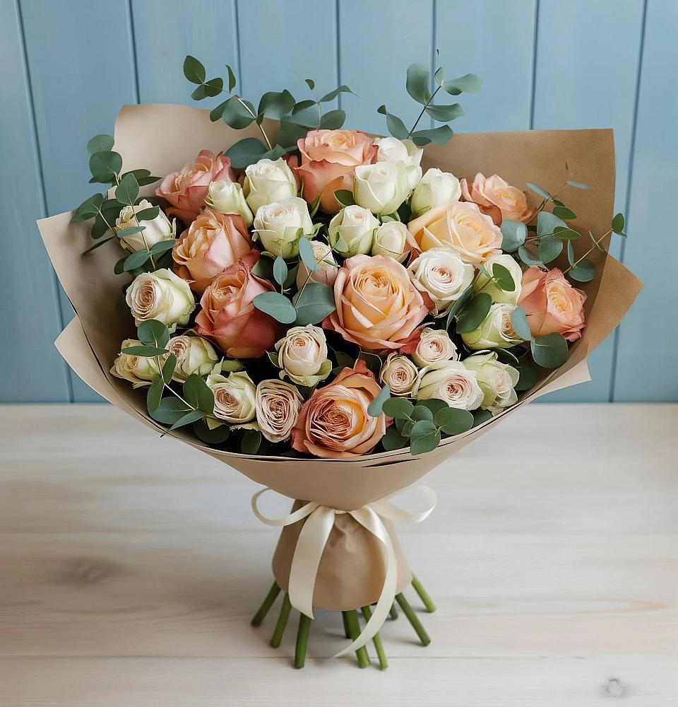 Букет цветов из: Альстромерии и Розы в Рубцовске Алтайский Край