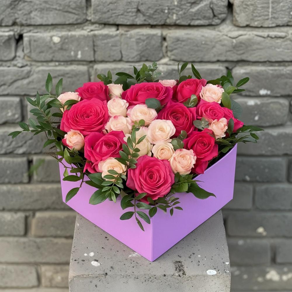 Цветочная композиция из Розы в коробке в Рубцовске Алтайский Край