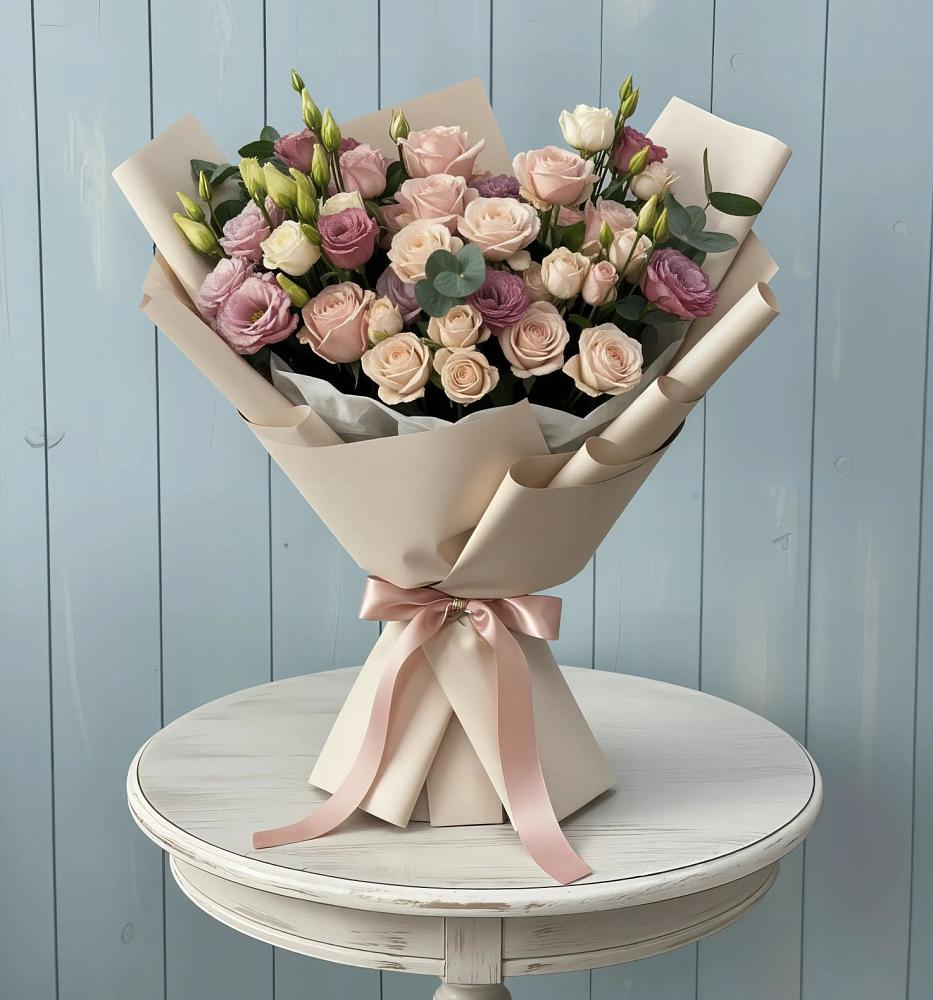 Букет цветов из: Розы и Лизиантусы в Рубцовске Алтайский Край