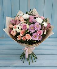 Букет цветов из:  Хризантемы, Розы и Альстромерии #REPLACE_PRED# Рубцовске Алтайский Край