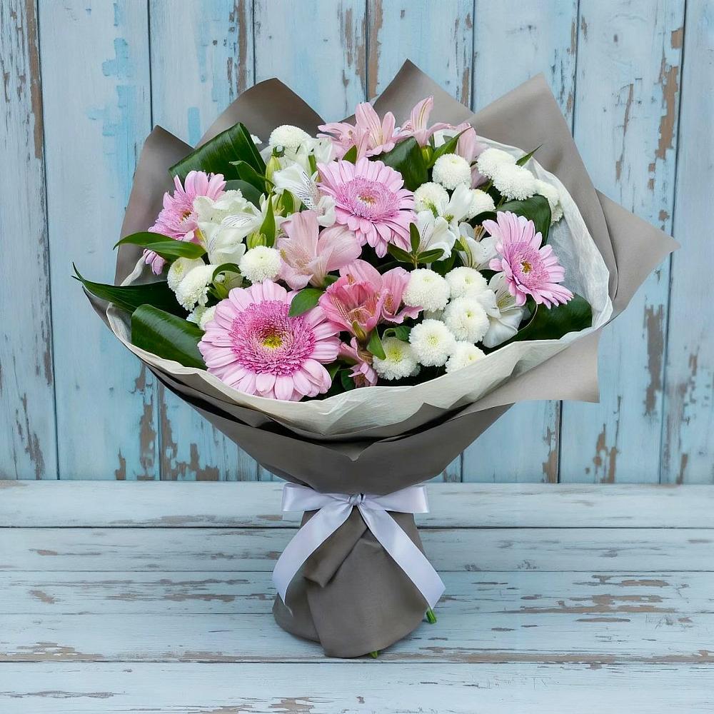 Букет цветов из: Герберы, Альстромерии и Хризантемы в Рубцовске Алтайский Край