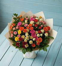 Букет Микс из разноцветных кустовых роз в Рубцовске Алтайский Край